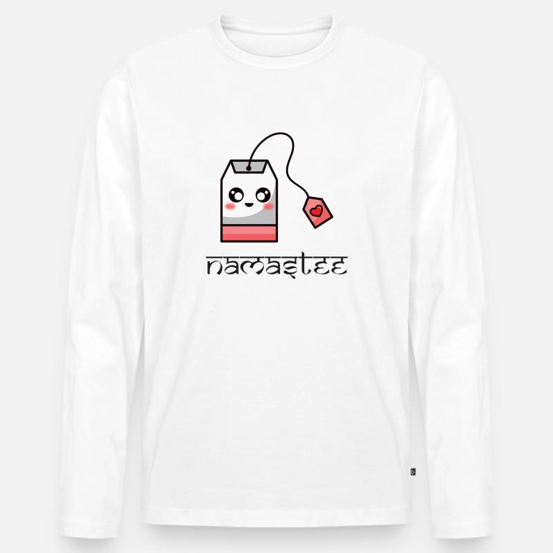 Namastee - Männer Premium Bio Langarmshirt - Weiß