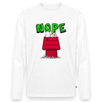 Peanuts Snoopy Nope Nö Lustig - Männer Premium Bio Langarmshirt - Weiß - Vorne - Nico (187cm)
