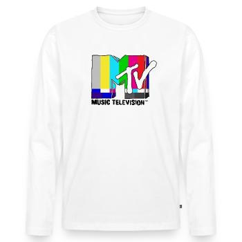 MTV Music Television TV Static Logo - Men's Premium Organic Long Sleeve Shirt - white - Front - Nico (187cm)