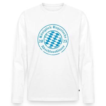 KÖNIGLICH BAYERISCHE ABSCHLUSSKLASSE 2025 - AK25 - Männer Premium Bio Langarmshirt - Weiß - Vorne - Nico (187cm)