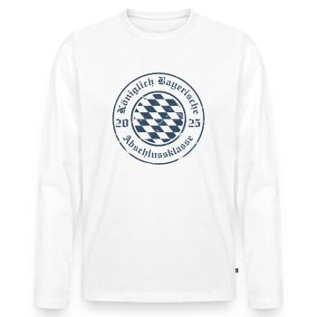 KÖNIGLICH BAYERISCHE ABSCHLUSSKLASSE 2025 - AK25 - Männer Premium Bio Langarmshirt - Weiß - Vorne - Nico (187cm)