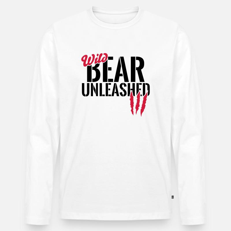 Wilder Bär entfesselt - Männer Premium Bio Langarmshirt - Weiß