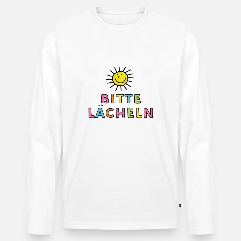 Bitte lächeln - Männer Premium Bio Langarmshirt - Weiß