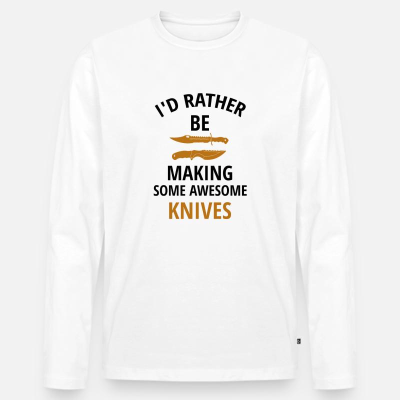 Messermacher Geschenk Messerschmied Messer Machen - Männer Premium Bio Langarmshirt - Weiß