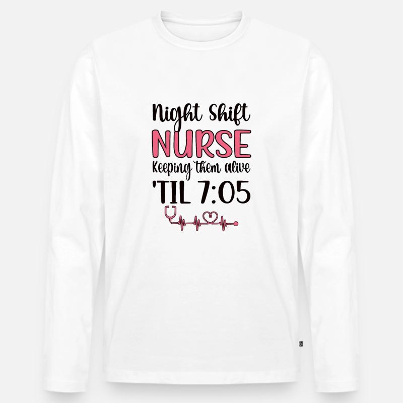 Nachtschicht Krankenpflegerin Krankenschwester - Männer Premium Bio Langarmshirt - Weiß