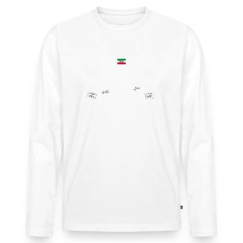 Zan Zendegi Azadi - IRAN زن زندگی آزادی - T-shirt manches longues Premium bio Homme - blanc - Devant - Nico (187cm)