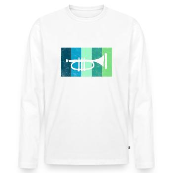 Trompete Musiker Trompeter Orchester Blasmusik - Männer Premium Bio Langarmshirt - Weiß - Vorne - Nico (187cm)