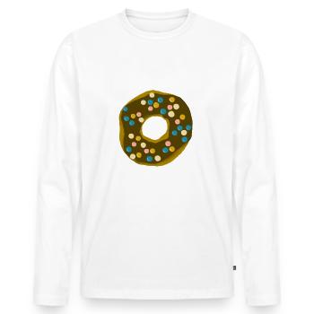 Beignet avec glaçage au chocolat et lentilles au chocolat colorées - T-shirt manches longues Premium bio Homme - blanc - Devant - Nico (187cm)