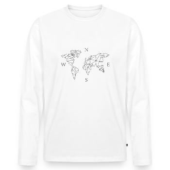 Le monde est géométrique - T-shirt manches longues Premium bio Homme - blanc - Devant - Nico (187cm)