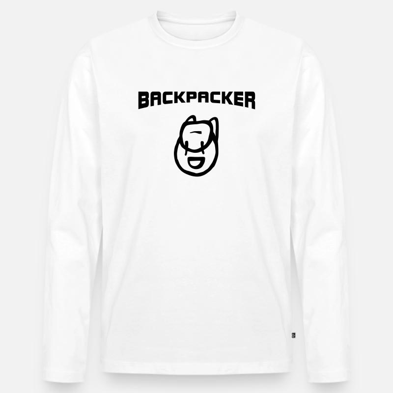 Backpacker Rucksack - Männer Premium Bio Langarmshirt - Weiß