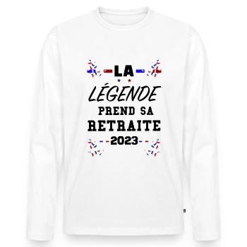 La Légende En Retraite 2023 - T-shirt manches longues Premium bio Homme - blanc - Devant - Nico (187cm)