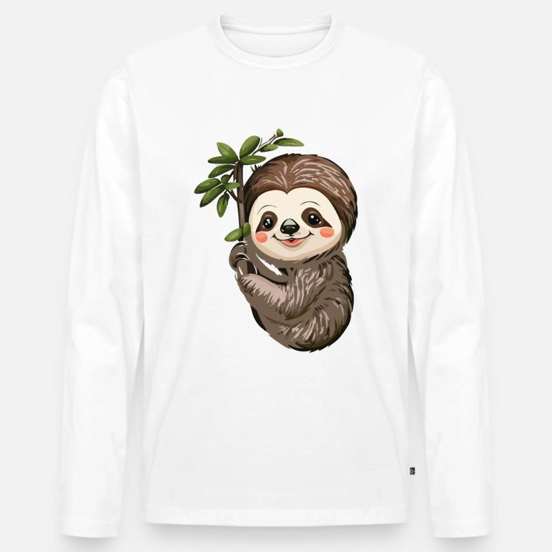 Faultier - Männer Premium Bio Langarmshirt - Weiß