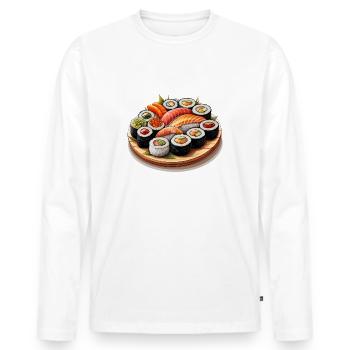 sushi - T-shirt manches longues Premium bio Homme - blanc - Devant - Nico (187cm)