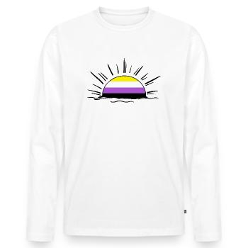 non binary androgyn genderfluid pride queer lgbt - Männer Premium Bio Langarmshirt - Weiß - Vorne - Nico (187cm)