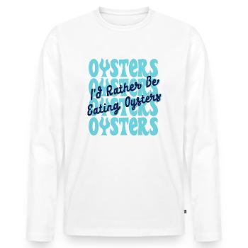 Manger Huîtres Fruits de mer Vin Chef - T-shirt manches longues Premium bio Homme - blanc - Devant - Nico (187cm)