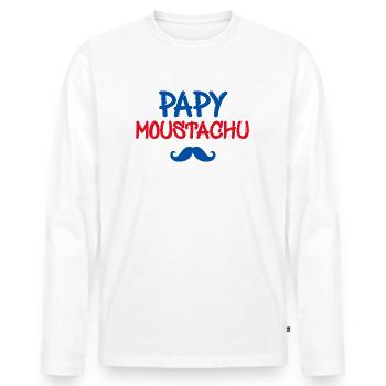 Papy moustachu Cadeau Cool Grand Père Sympa - T-shirt manches longues Premium bio Homme - blanc - Devant - Nico (187cm)