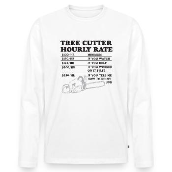 Hedge trimmers or tree felling gardening work - Men's Premium Organic Long Sleeve Shirt - white - Front - Nico (187cm)