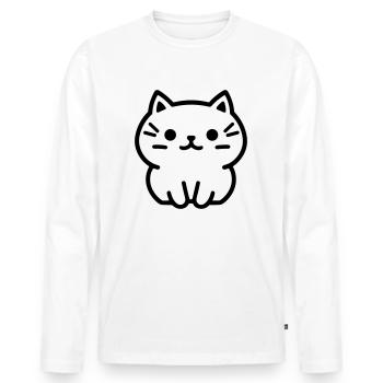 Kitten - Men's Premium Organic Long Sleeve Shirt - white - Front - Nico (187cm)