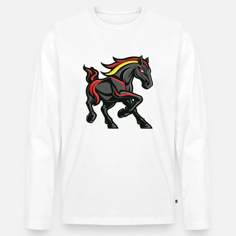 Pferd Comic - Männer Premium Bio Langarmshirt - Weiß