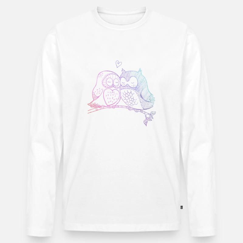 Verliebte Eulen - Männer Premium Bio Langarmshirt - Weiß