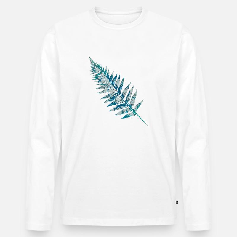Farn - Männer Premium Bio Langarmshirt - Weiß