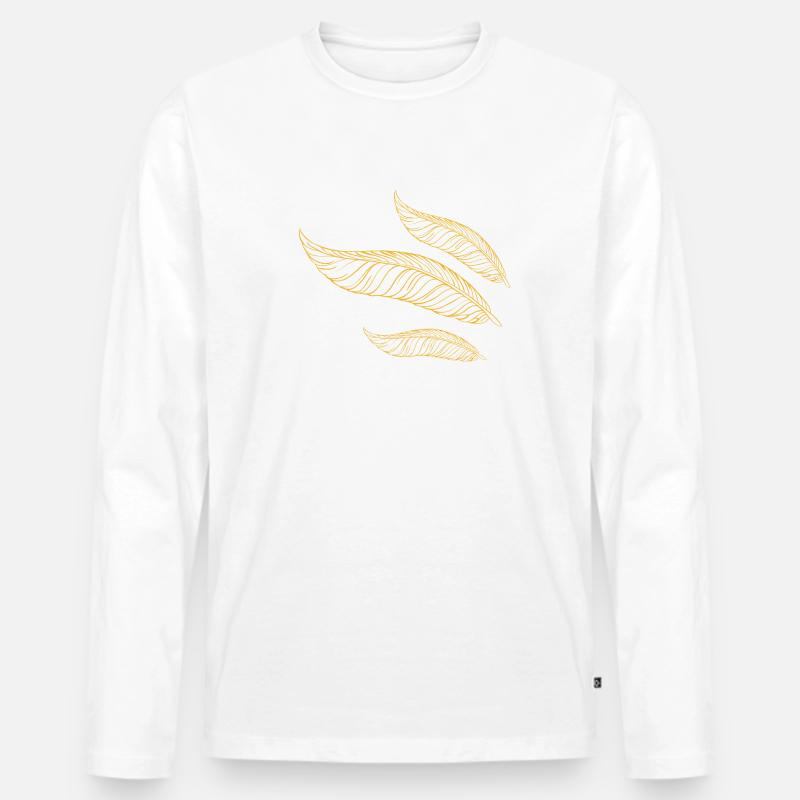 goldene Federn - Männer Premium Bio Langarmshirt - Weiß