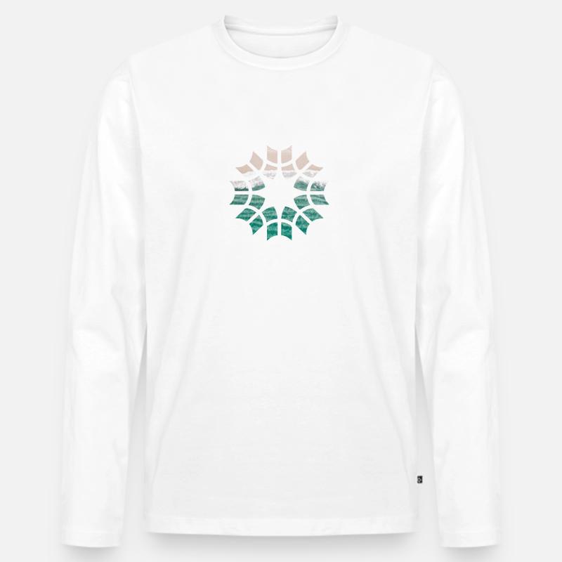 Welle Formen - Männer Premium Bio Langarmshirt - Weiß