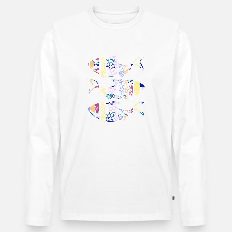 Fische - Männer Premium Bio Langarmshirt - Weiß