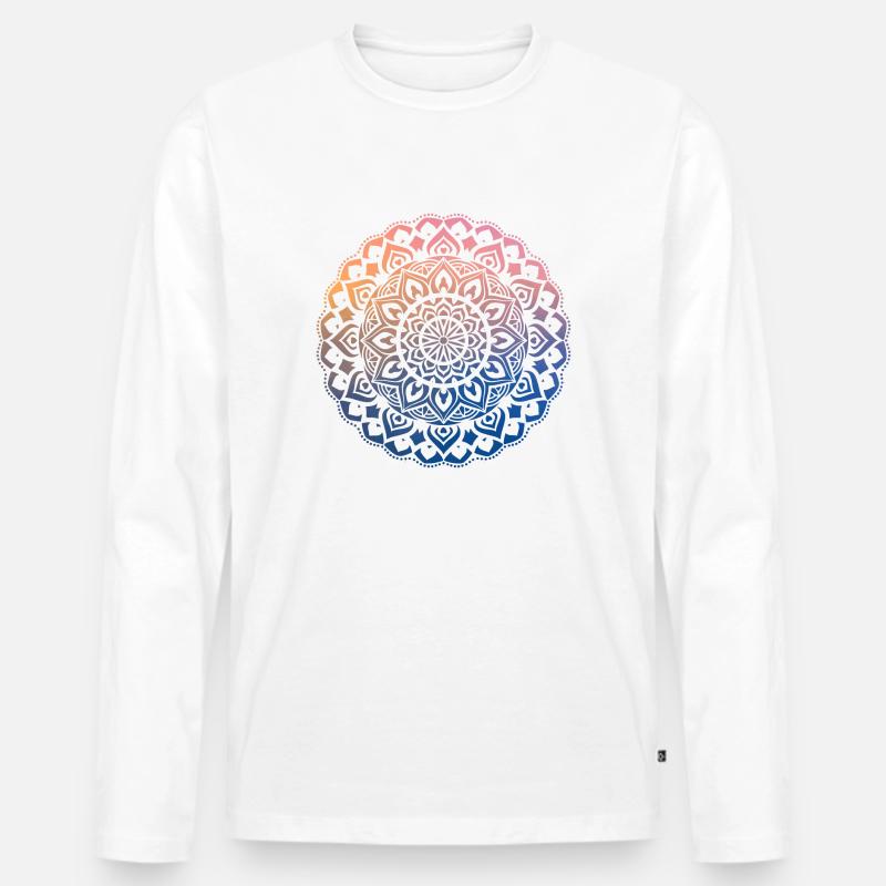 Mandala - Männer Premium Bio Langarmshirt - Weiß