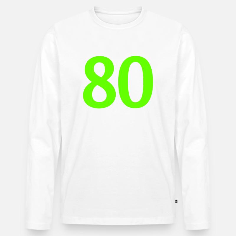 Anzahl 80 - Männer Premium Bio Langarmshirt - Weiß
