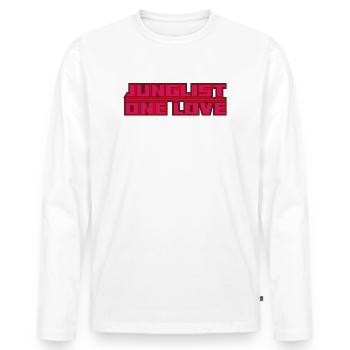 Junglist One Love Drum und Bass DNB Dark Pink Mix - Männer Premium Bio Langarmshirt - Weiß - Vorne - Nico (187cm)