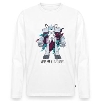 Rick And Morty Snuffles Wo Sind Meine Hoden - Männer Premium Bio Langarmshirt - Weiß - Vorne - Nico (187cm)