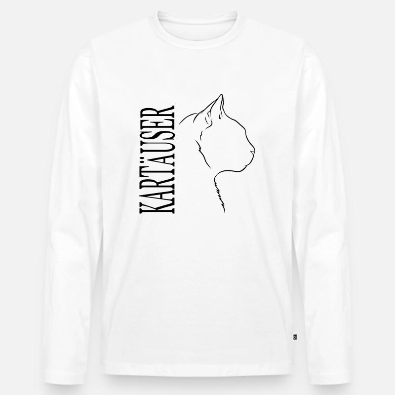 Kartäuser Profil Katzen Katze Wilsigns - Männer Premium Bio Langarmshirt - Weiß