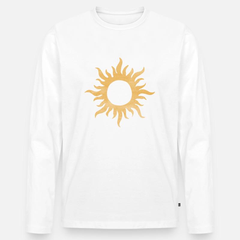 Goldene Sonne - Männer Premium Bio Langarmshirt - Weiß