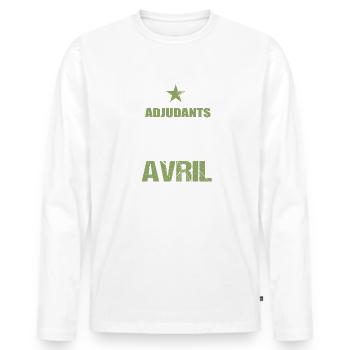 Adjudant cadeau anniversaire avril militaire - T-shirt manches longues Premium bio Homme - blanc - Devant - Nico (187cm)