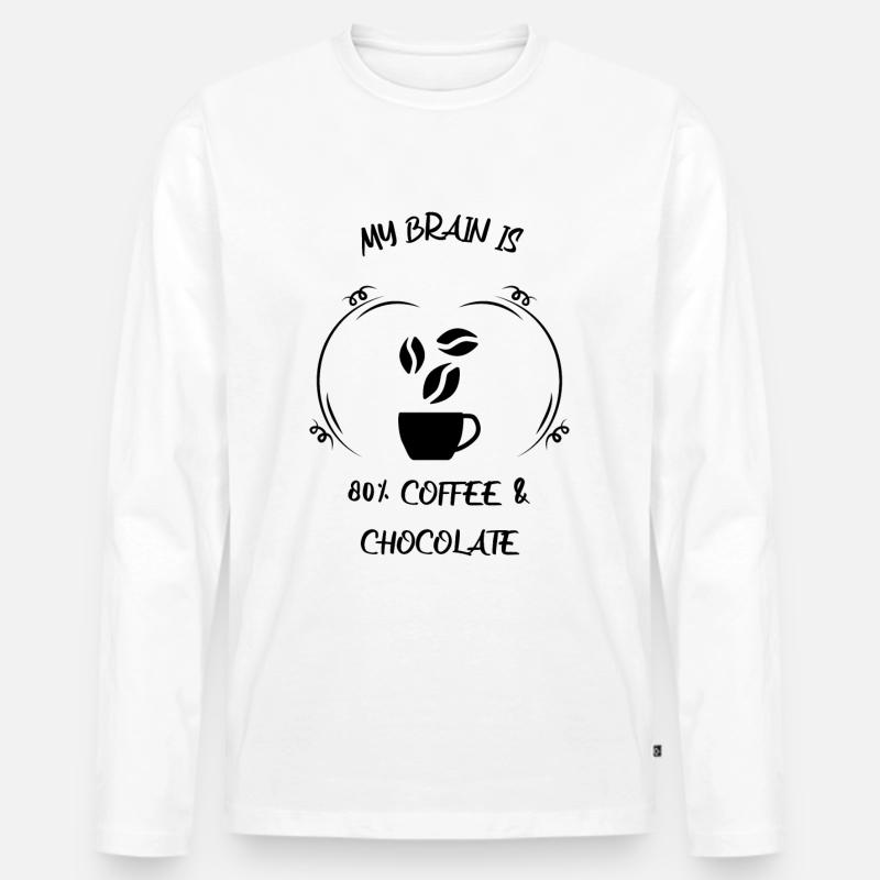 Kaffee Espresso Käffchen & Schokolade - Männer Premium Bio Langarmshirt - Weiß