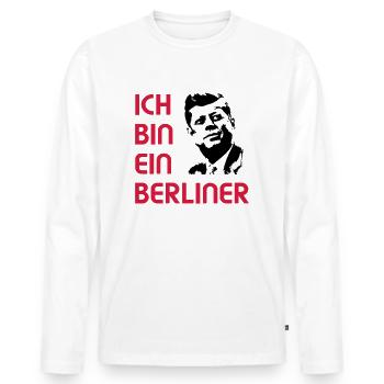 Ich bin ein Berliner JFK - Men's Premium Organic Long Sleeve Shirt - white - Front - Nico (187cm)