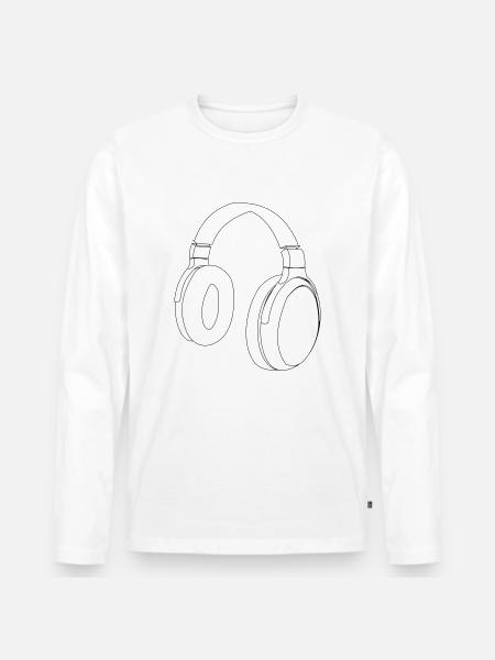 Kopfhörer Vektor Design - Männer Premium Bio Langarmshirt - Weiß