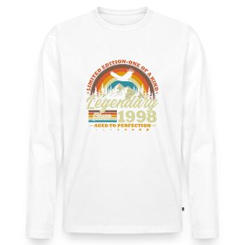 Legendary Since 1998 Vintage Birthday Gift - Men's Premium Organic Long Sleeve Shirt - white - Front - Nico (187cm)