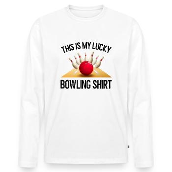 Bowling Shirt - Männer Premium Bio Langarmshirt - Weiß - Vorne - Nico (187cm)