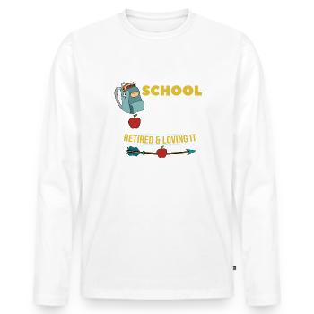 L'école est finie pour toujours - T-shirt manches longues Premium bio Homme - blanc - Devant - Nico (187cm)