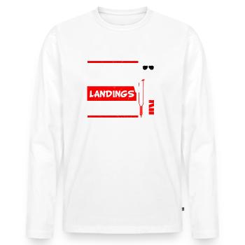 Bad Landings Expert Jambe cassée - T-shirt manches longues Premium bio Homme - blanc - Devant - Nico (187cm)