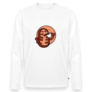 Powered By Coffee And Mitochondria - Men's Premium Organic Long Sleeve Shirt - white - Front - Nico (187cm)