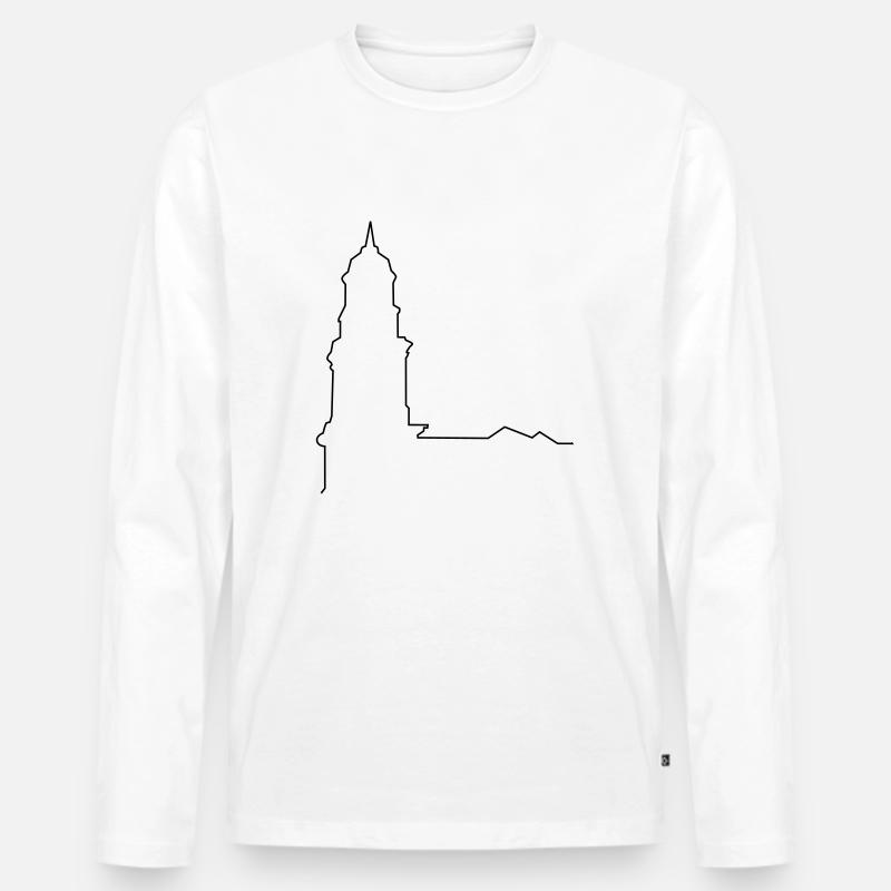 Hamburg Michel - Männer Premium Bio Langarmshirt - Weiß