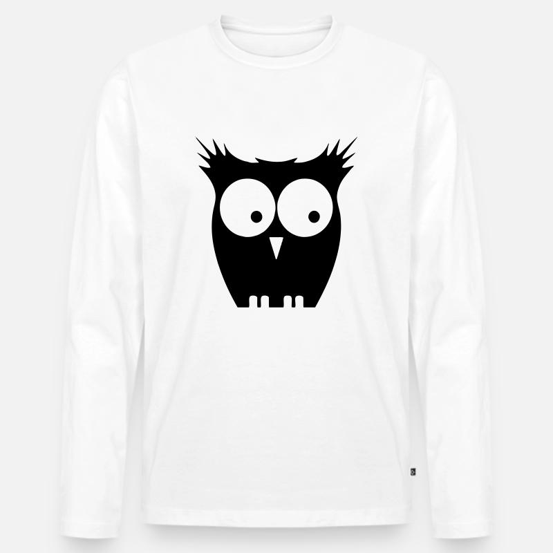 eule - Männer Premium Bio Langarmshirt - Weiß