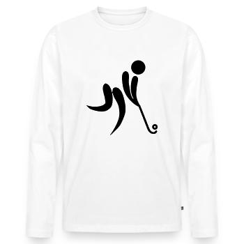field hockey os - Männer Premium Bio Langarmshirt - Weiß - Vorne - Nico (187cm)