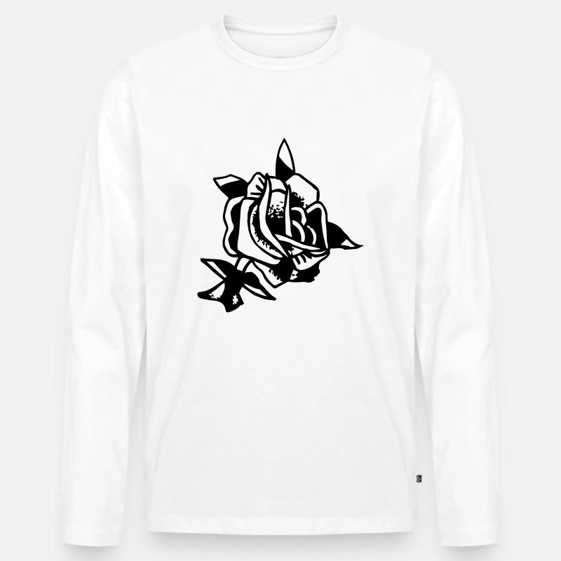 ROSE - Männer Premium Bio Langarmshirt - Weiß
