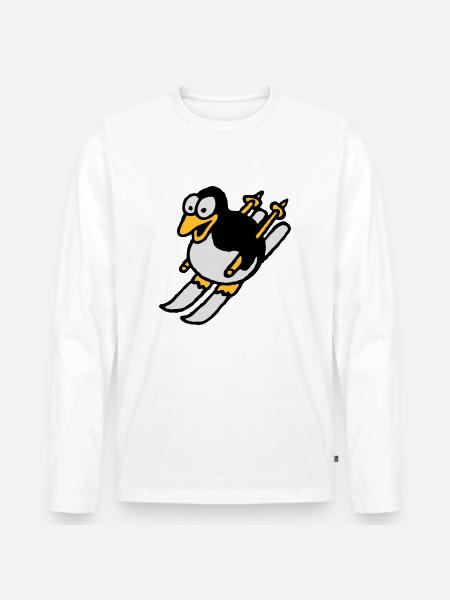 pinguin_ski_022011_i_3c - Männer Premium Bio Langarmshirt - Weiß
