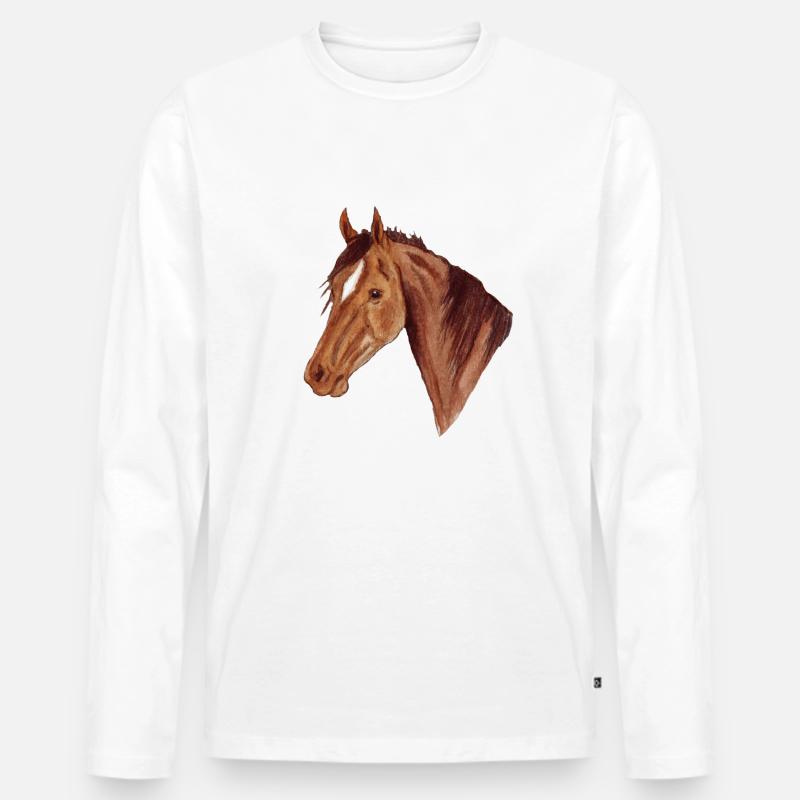 Pferd - Männer Premium Bio Langarmshirt - Weiß