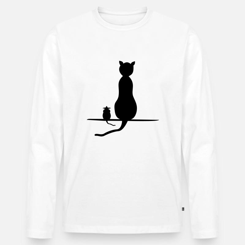 katz und Maus - Männer Premium Bio Langarmshirt - Weiß